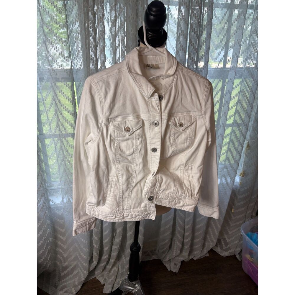 Style & Co White Denim Jacket Petite Large